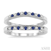 1.45 MM Sapphire and 1/6 Ctw Round Cut Diamond Precious Insert Ring in 14K White Gold